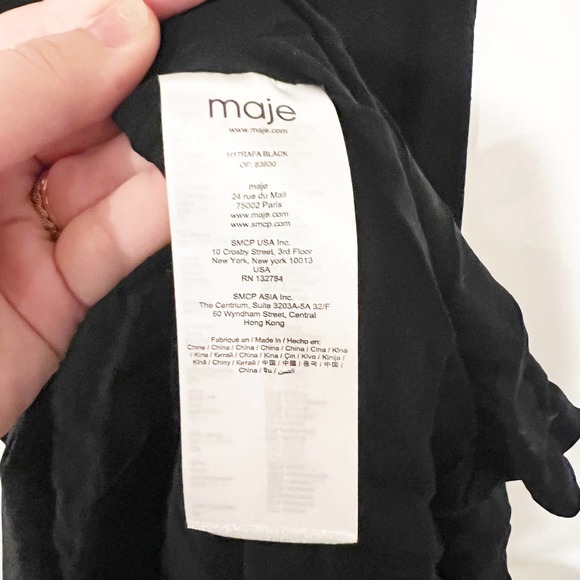 Maje Rafa Ponte Floral Flared Black Velvet Embellished Crepe Mini Dress Small - Picture 10 of 11